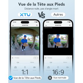 XTU 2K WLAN Doorbell with Camera, 180° Field of View, Wireless Video Doorbell, PIR Motion Detection, Night Vision, Two-Way Audio, No Subscription Fee