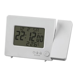 Miraval Radio-Controlled Projection Alarm Clock with USB Port with Projection Temperature and Date Display DCF Automatic Time Adjustment Calendar Week Radio Alarm Clock (White)