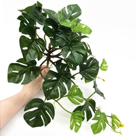Fake Plants Hanging Small Faux Potted Ivy Vine Artificial Monstera Mini Faux Tropical Plants Greenery for Bathroom Office Table Accessories Indoor Outdoor Decor Windowsill Shelf DIY Decoration 1 Pack