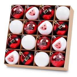 42pcs Christmas Baubles Christmas Tree Decorations, Classic Retro Red White Hanging Christmas Balls Ornaments Set for Christmas Holiday Festival Home Party Wedding Decor