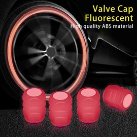 4pcs Red Universal Fluorescent Car Tire Valve Stem Caps Glow in The Dark Tyre Nozzles Covers Luminous Motorcycle Bike Tire Valve Stem Covers Tire Accessories Decor