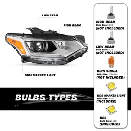 SOCKIR [HID/Xenon Headlight Assembly Fit for 2018-2021 Chevy Traverse L/LS/LT Cloth/LT Leather/RS Model with LED DRL OE Factory Style Projector Headlights Right Passenger Side
