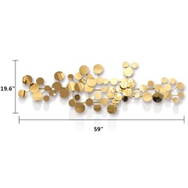 YUDACHU Metal Wall Art Gold Decor for Living Room, Modern Geometric 3D Accents 59" 19.6" Large Luxury for Bedroom, Dining Room, Decorations Sculptures