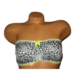 Victoria's Secret Victoria Secret Bandeau Bra XS Leopard Ruffle Bow Center Wireless Unlined New