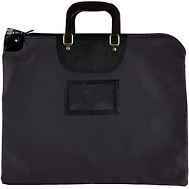 BankSupplies HIPAA Locking Courier Bags with Handles & Card Holder Keyed Differently | Black | 19W x 15H | Durable Laminated Nylon Fabric | Metal Pop Up Lock | for Money, Coins, Currency, Checks