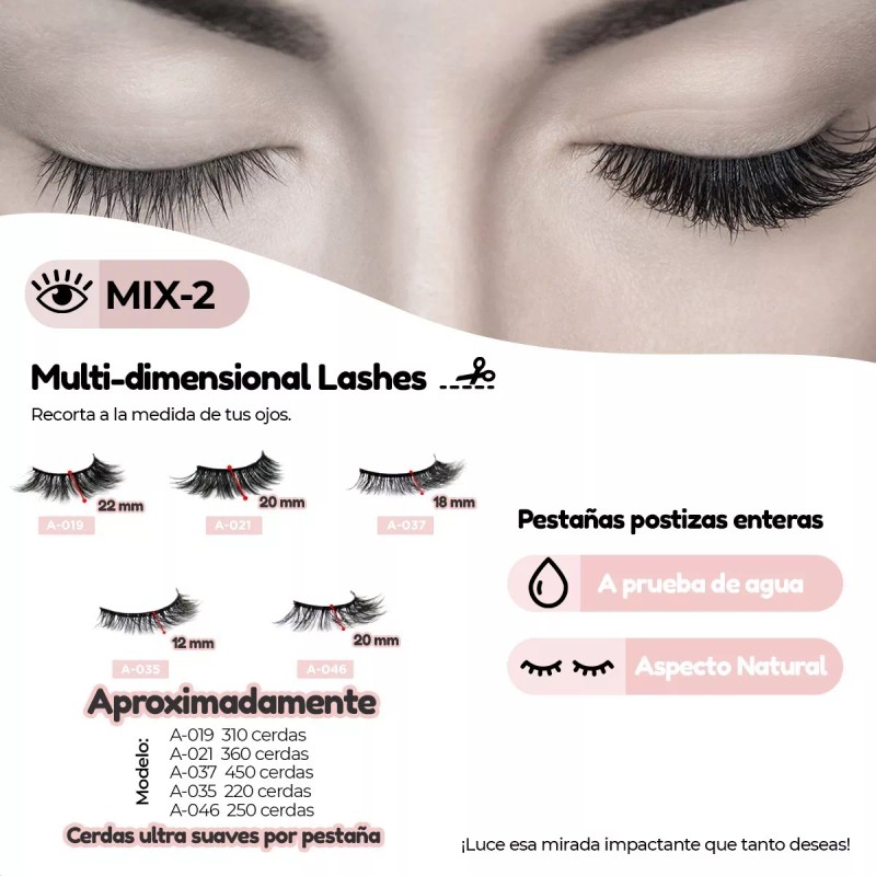 Republic Cosmetics Pestañas Postizas 3d Mink Reutilizables Mix Surtido 5