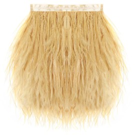 SOGUGOM Gold Ostrich Feather Trim - 1.5Ply 2Yards 4 Inch Feathers Fringe Ribbons Trim for Sewing, Dress, Craft Projects, Christmas Costumes, Holiday Parties(Light Gold)