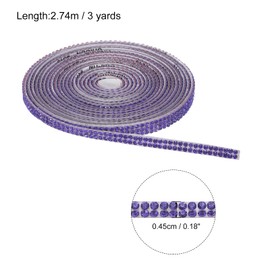 MECCANIXITY Rhinestone Ribbon Self Adhesive Crystal Rhinestone Strips 3 Yard Bling Rhinestone Ribbon Roll 2 Rows for DIY Crafts Wedding Clothing Nails Decoration, Purple