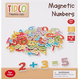 Tidlo T0074 Wooden Magnetic Numbers and Symbols (100 Pieces),Multi-colored,Small