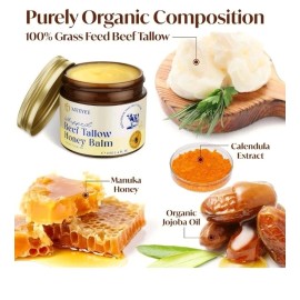 Meeyee Whipped Beef Tallow Honey balm grass fed moisturizer face, body dry skin 4oz