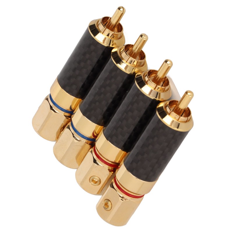 4Pcs RCA Sound Plug Carbon Fiber Gold Plated Oxidation Resistance