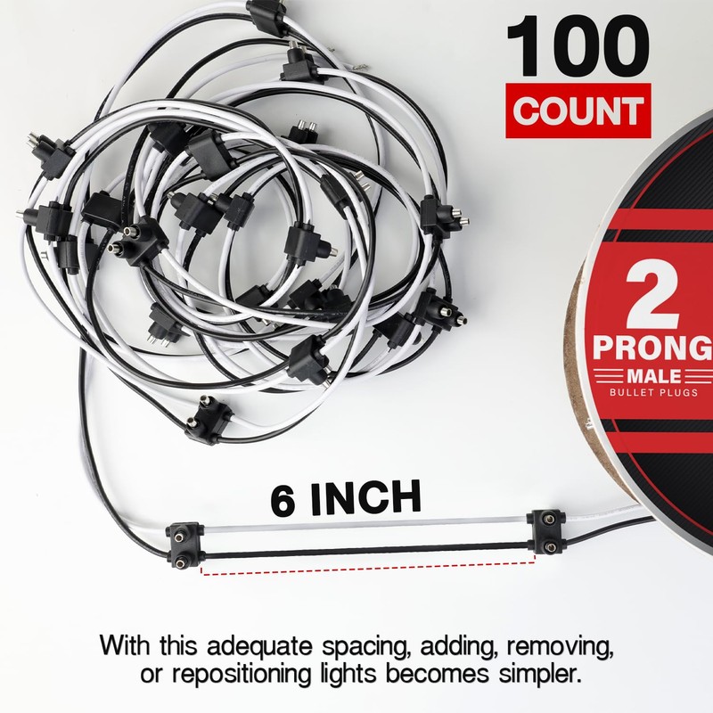 TMH 100 Count of “2-Prong Male” Wire Harness Roll 18