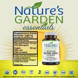 NATURE'S GARDEN ESSENTIALS Olive Leaf - 90 Veggie Caps - with 400mg Potent Organic Olive Leaf Extract