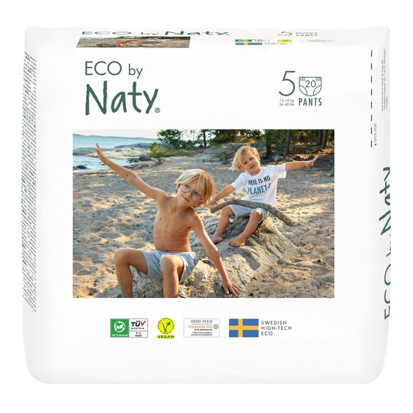 Eco by Naty Pull Ups - Hypoallergenic and Chemical-Free Training Pants, Highly Absorbent and Eco Friendly Pull Ups for Boys and Girls - Size (5) 3T-4T (26-40 lbs) – 80 Count