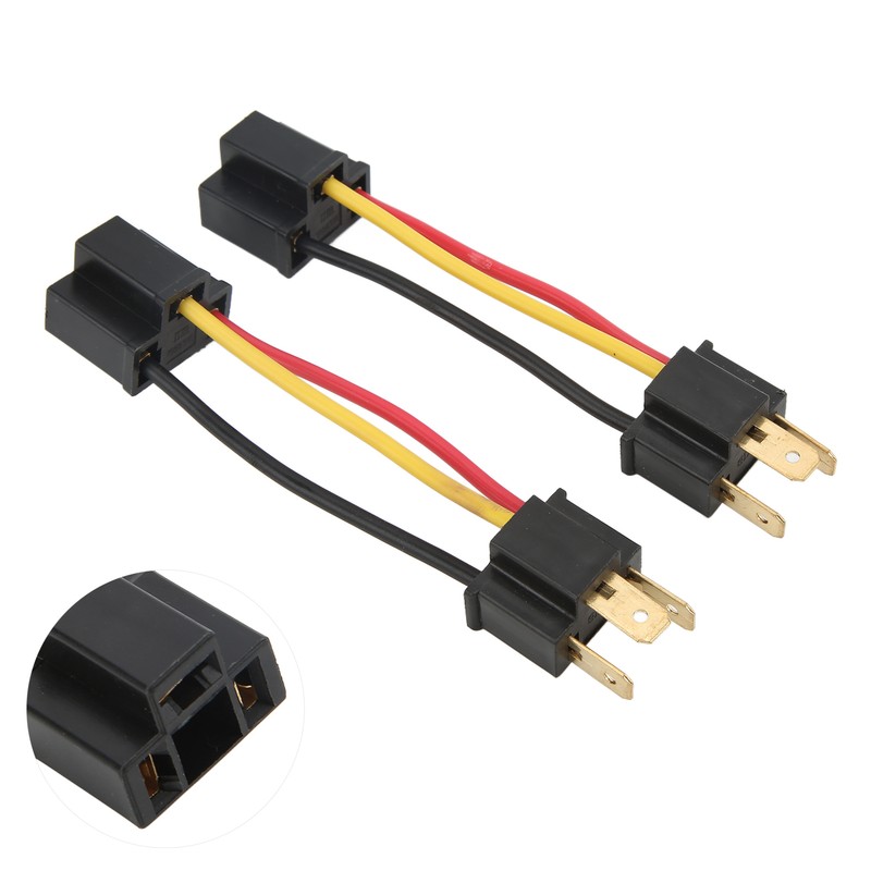 2pcs H4 Headlight Socket Converter Head Light Wiring Harness Adapter
