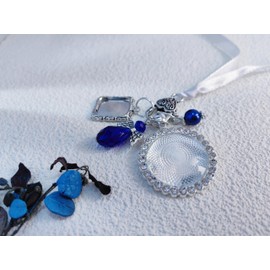 Gowvvxu Something Blue for Bride Memorial Bouquet Charms for Wedding Bridal Bouquet Charm Bride Shower Gift 2 Photoes (silver 2photoangel)