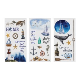 Rub on Transfers for Crafts and Furniture | 3 Design Sheets 6”x 12” | Home Decor Transfers | Furniture and Craft Decals | by Thymeless Designs (Nautical)