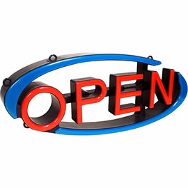 MYSTIGLO VH-01-RL LED Open Sign,22-1/2" L,Plastic, Red, Blue, (SLM1AL)