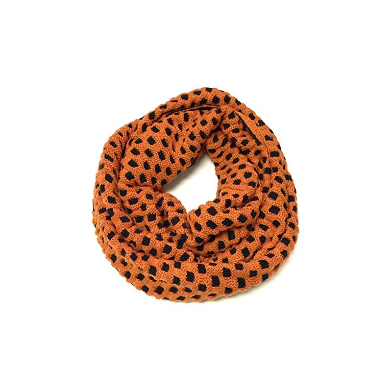 Bowbear Two Tone Warm Winter Knit Infinity Scarf, Orange &