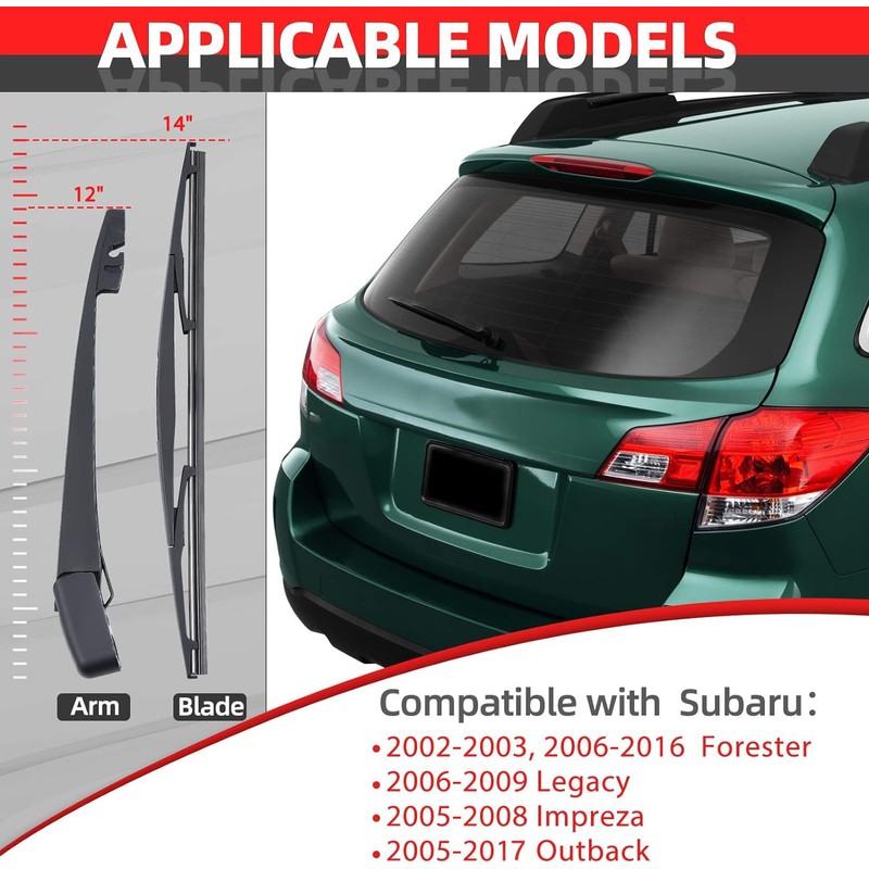 OTUAYAUTO Rear Windshield Wiper Arm and Blade Replacement for Subaru