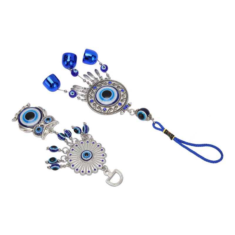 2pcs Blue Eye Owl Ornament Good Luck Attract Wealth Fashionable