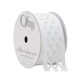 Offray, White Lattice Craft Ribbon, 1 1/2-Inch x 9-Feet, 1-1/2 Inch