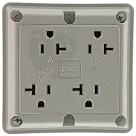 Leviton 20A, 125V, Industrial Series Extra Heavy Duty Grade, 4-In-1 Receptacle, Straight Blade, Grounding, 21254-GY, Gray