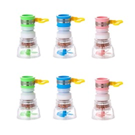 Pack of 6 Mini Tap Water Filter, Water Filter Tap Activated Carbon, Splash-proof 360° Rotatable, Apply Bathtubs and Shower Folding Mixer (Three Colours)