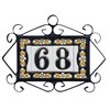 Spanish Flower Ceramic House Number Tiles 7.5cm x 3.5cm Filigree