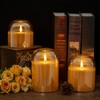 volnyus Gold Glass Flameless Candles with Remote Battery Operated Flickering