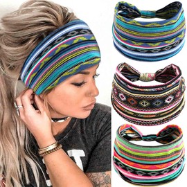 SAWINDA Boho Headbands for Women Fashion Wide Hairband Sports YogaWorkout Head Bands Hair Accessories for Makeup Washing Face (Set 6)