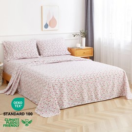 ILVOE Twin Size Sheet Set, 3 Piece Pink Floral Bed Sheets, 15" Deep Pocket Sheets, Soft Luxury Brushed Microfiber Cooling Sheets, Wrinkle Free Easy Care (Twin, Pink Rose Flower)