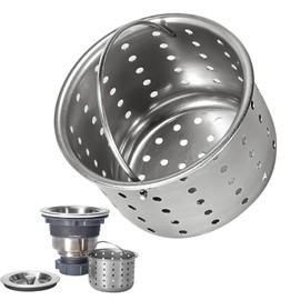 Deep Sink Strainer Basket – Fits Standard 3-1/2" Kitchen Drains – Stainless Steel Removable Strainer with 30 Disposable Mesh Bags – Makes Cleaning Food Debris Quick & Easy