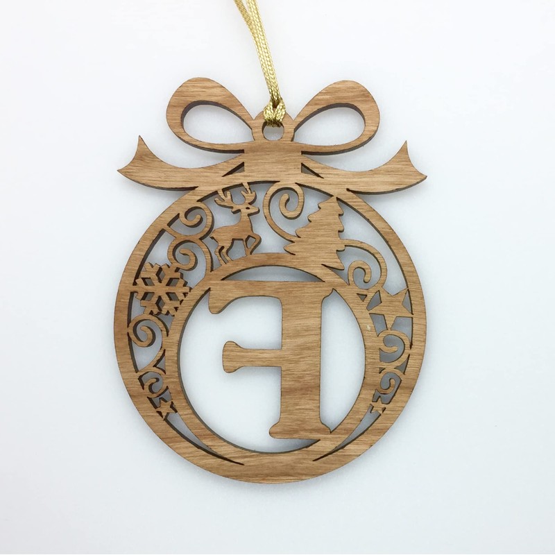 Laser cut Christmas tree bauble decoration: Letter A