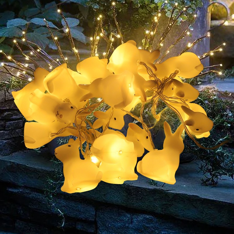 Bunny String Lights Easter Decoration Battery Operated Bunny Lamp Waterproof