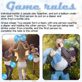 Ecation 6 Sets Funny Plastic Bottle Chug Baby Shower Games Diaper Baby Shower Game Gender Reveal Party Race Gifts Decoration for Adults Boys Girls (Bear,Blue)