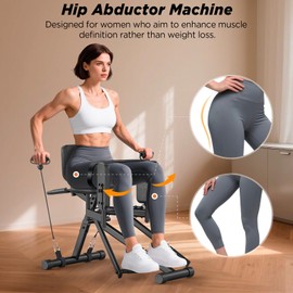 Hip Abductor Machine for Home Gym,Glute & Thigh Exercise Equipmen for Women,Leg Workout Equipment with 3 Resistance Levels, 220lbs Capacity,Leg Abductor Machine,Booty Builder for Butt Workout