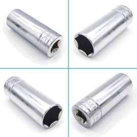 Juttzzei 6-Point Deep Socket, 1/2 Inch Drive 22mm Socket, Full Polishing CR-V Steel 22mm Socket 1/2 Drive with 78mm Length 6-Point Metric Sizes foe Car Home Repair Mechanical Maintenance - Silver