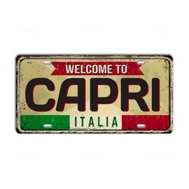 Italy License Plate • Italian City Comune Province Tin Sign • Euro Trip Landmark Metal Print • Travel Souvenir Shabby Chic Wall Decor Gift 1-Capri