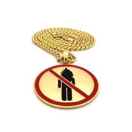 NYFASHION101 Rapper Music Video Monster Logo Pendant w/ 5mm 24" Cuban Chain Necklace in Gold-Tone