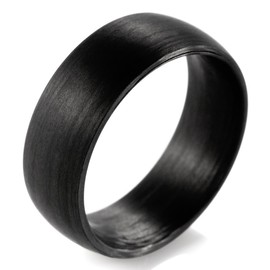 SHARDON Men's 8mm Domed Pure Carbon Fiber Wedding Ring, 12, Carbon Fiber