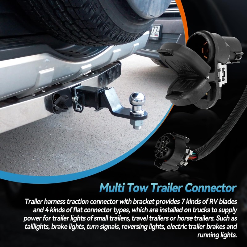CDIYTOOL 7 Pin Trailer Tow Rear Bumper Wiring Connector Harness