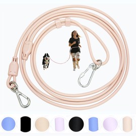 Tiesenci Hands Free Dog Leash Crossbody 8' 9-in-1 Waist Leash for Dog Walking Adjustable Waterproof Dog Leash for Swimming Running No Pull Dog Harness and Leash Set (Small, 8-20 lbs, Flesh Pink)