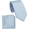 ZENXUS Regular Dusty Blue Tie and Pocket Square for Men,