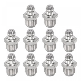 uxcell Nickel-Plated Brass Straight Grease Fitting G1/8 Thread 11mm Width Hydraulic Grease Fitting Accessories, 10Pcs