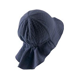 Sterntaler Unisex Children's Cotton Muslin with Tie Strap Sun Hat, blue, 51