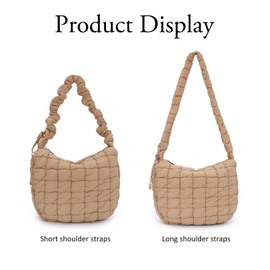 Jywmsc Women's Quilted Puffer Shopping Bag, Quilted Tote Bag, Buffer Shoulder Bag, Lightweight Quilted Padding, Hobo Bag, Handbags, khaki