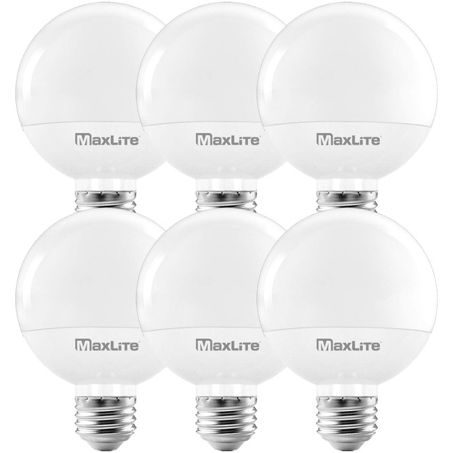 Maxlite G25 LED Globe Light Bulbs, 40W Equivalent, 450 Lumens, Makeup Vanity Light Bulb, Dimmable, Energy Star, UL Listed, E26 Medium Base, 2700K Soft White, 6-Pack