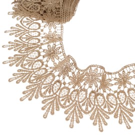 GXTIZAS Golden Lace Trim 5 Yards Wide Venise Lace Ribbon Embroidered Edge Trim for Sewing Crafts Pillow Case