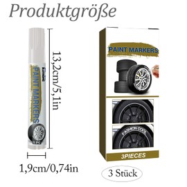 Altaroo Pack of 3 Tyre Pens, Tyre Pens, White Waterproof Tyre Pens, White Tyre Pen, Large Capacity for Car, Motorcycle, Tyres, Glass, Metal, Rubber